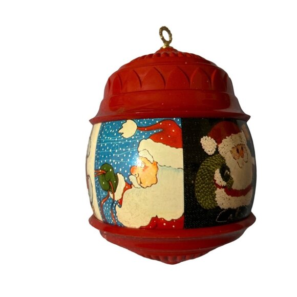 Vintage 1983 Hallmark Many Faces Of Santa Metal Christmas Ornament - Picture 2 of 6
